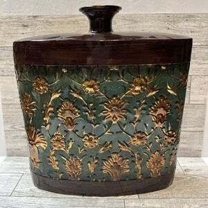 OLD TIME POTTERY Textured Metal Vase 9.5 X‎ 11 X 3"